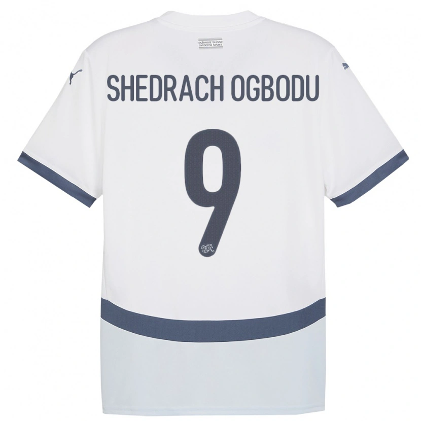 Danxen Barn Schweiz Nathaniel Shedrach Ogbodu #9 Vit Bortatröja Matchtröjor 24-26 Tröjor T-Tröja