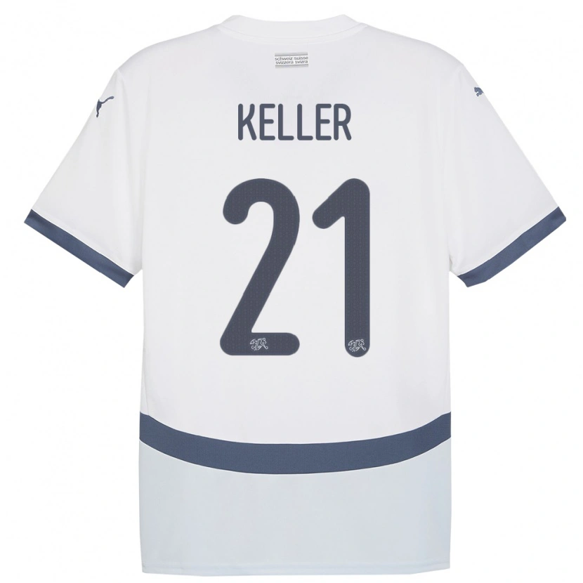 Danxen Barn Schweiz Marvin Keller #21 Vit Bortatröja Matchtröjor 24-26 Tröjor T-Tröja