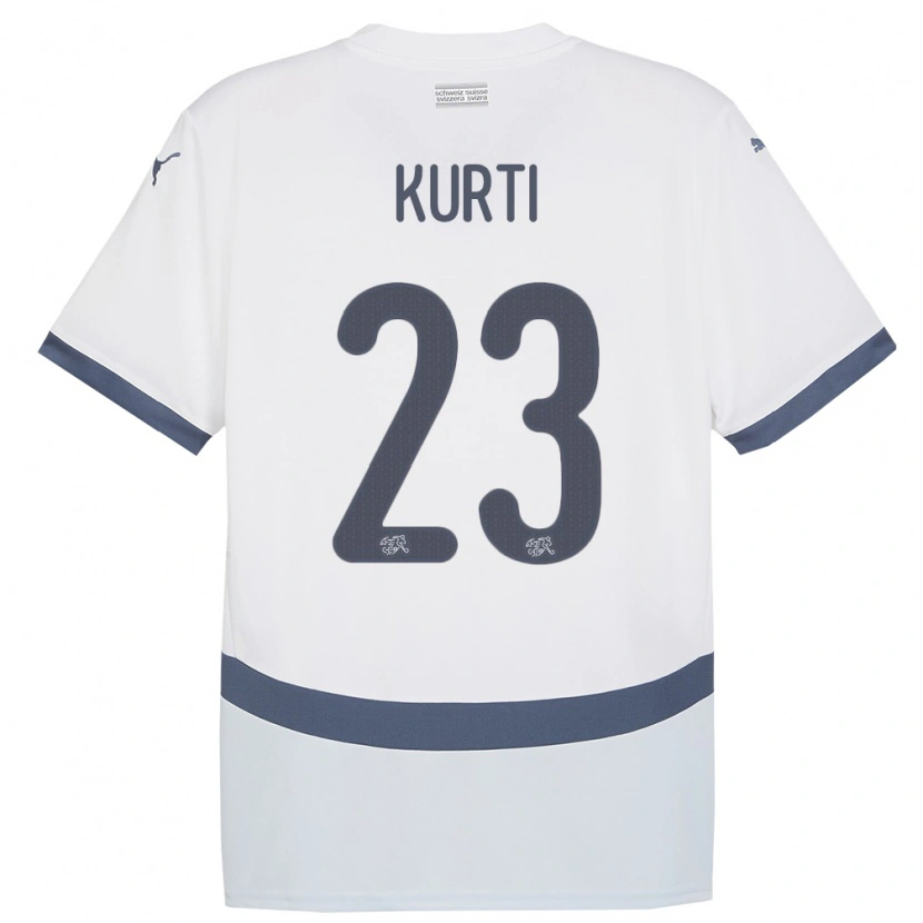 Danxen Barn Schweiz Elias Kurti #23 Vit Bortatröja Matchtröjor 24-26 Tröjor T-Tröja
