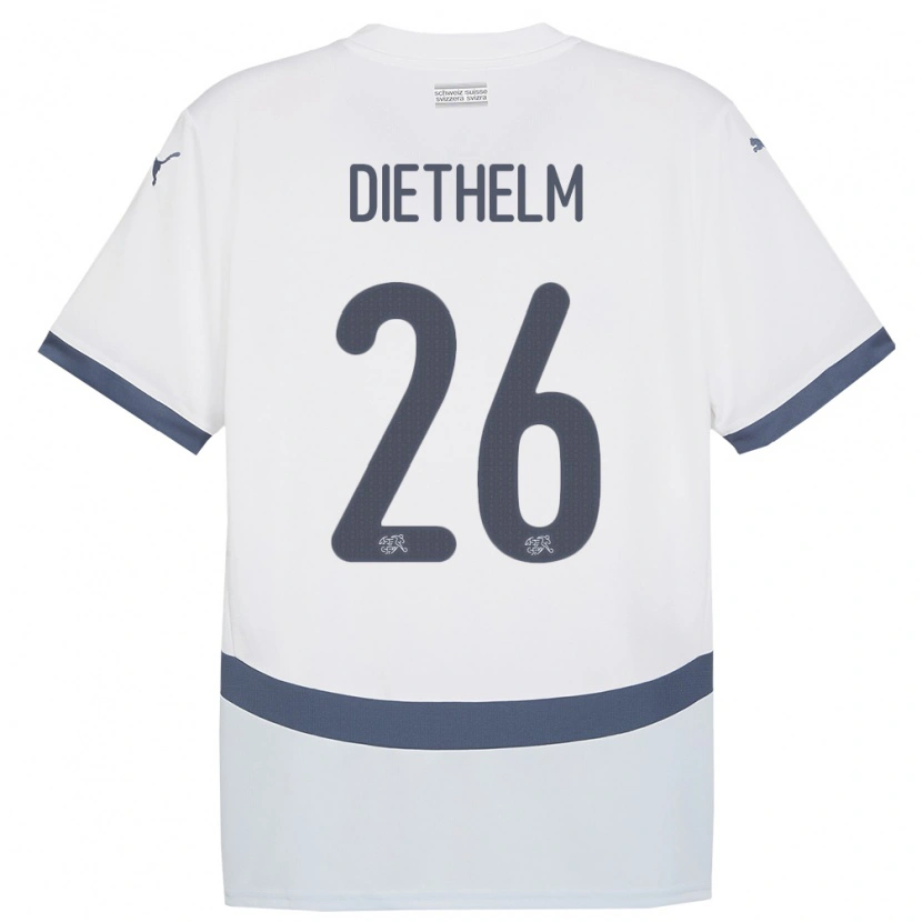 Danxen Barn Schweiz Thierry Diethelm #26 Vit Bortatröja Matchtröjor 24-26 Tröjor T-Tröja