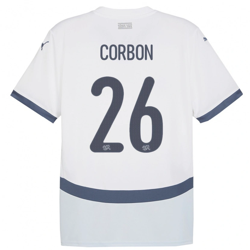 Danxen Barn Schweiz Max Corbon #26 Vit Bortatröja Matchtröjor 24-26 Tröjor T-Tröja