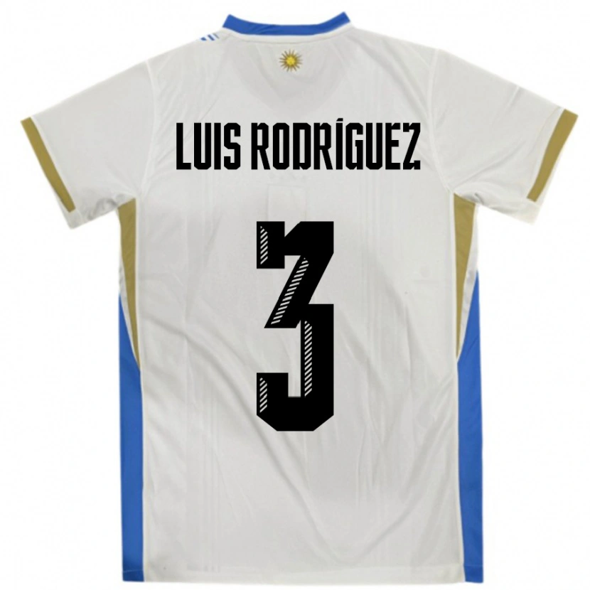 Danxen Barn Uruguay José Luis Rodríguez #3 Vit Blå Bortatröja Matchtröjor 24-26 Tröjor T-Tröja