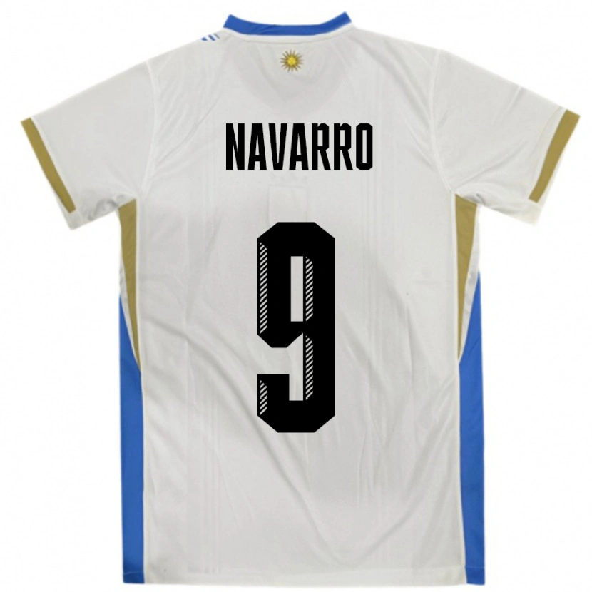 Danxen Barn Uruguay Lautaro Navarro #9 Vit Blå Bortatröja Matchtröjor 24-26 Tröjor T-Tröja