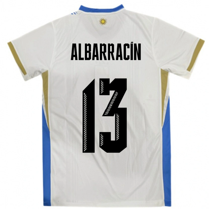 Danxen Barn Uruguay Agustín Albarracín #13 Vit Blå Bortatröja Matchtröjor 24-26 Tröjor T-Tröja