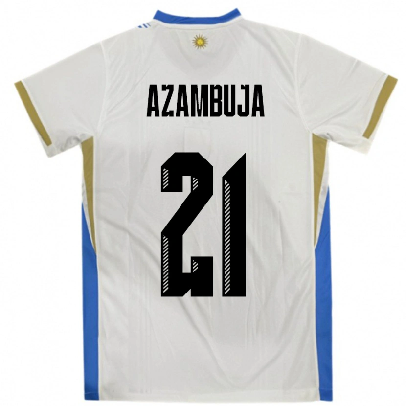 Danxen Barn Uruguay Nicolas Azambuja #21 Vit Blå Bortatröja Matchtröjor 24-26 Tröjor T-Tröja