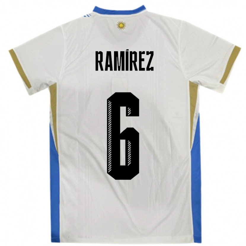 Danxen Barn Uruguay Sindy Ramirez #6 Vit Blå Bortatröja Matchtröjor 24-26 Tröjor T-Tröja