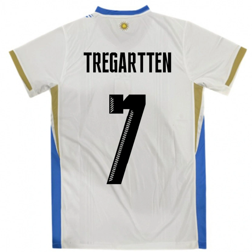 Danxen Barn Uruguay Stephanie Tregartten #7 Vit Blå Bortatröja Matchtröjor 24-26 Tröjor T-Tröja