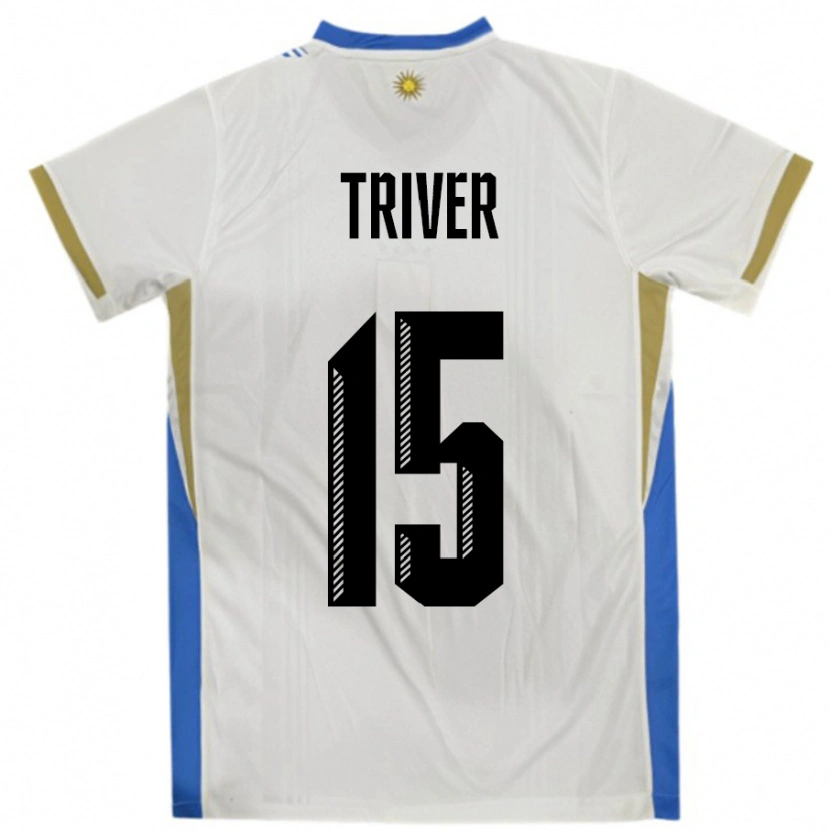 Danxen Barn Uruguay Francisco Triver #15 Vit Blå Bortatröja Matchtröjor 24-26 Tröjor T-Tröja