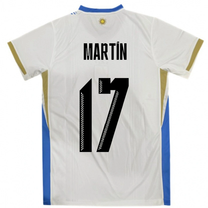 Danxen Barn Uruguay Juan Martin #17 Vit Blå Bortatröja Matchtröjor 24-26 Tröjor T-Tröja