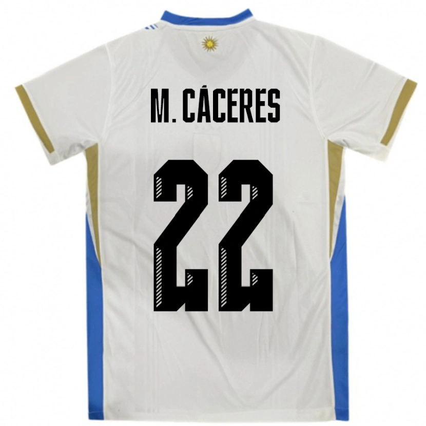 Danxen Barn Uruguay Martin Caceres #22 Vit Blå Bortatröja Matchtröjor 24-26 Tröjor T-Tröja