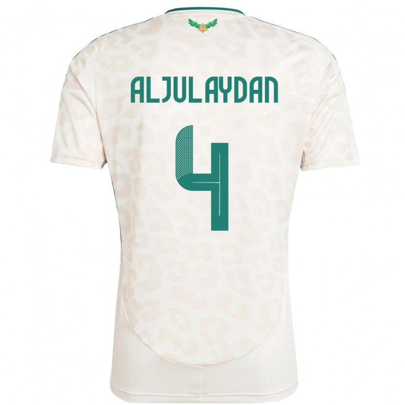 Danxen Barn Saudi-Arabien Ahmed Aljulaydan #4 Vit Bortatröja Matchtröjor 24-26 Tröjor T-Tröja