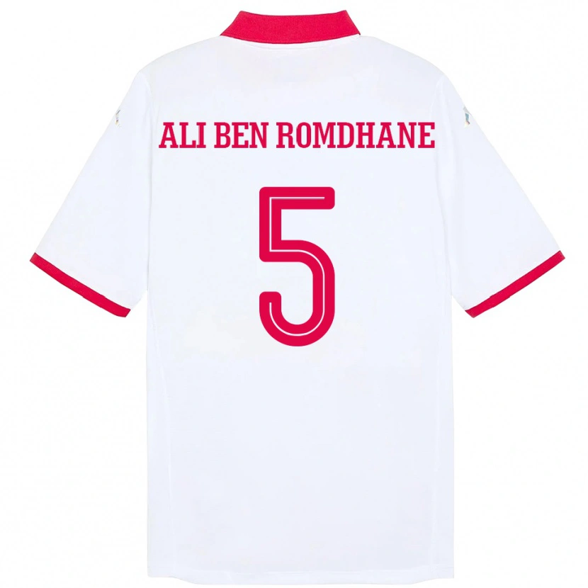 Danxen Barn Tunisien Mohamed Ali Ben Romdhane #5 Vit Bortatröja Matchtröjor 24-26 Tröjor T-Tröja