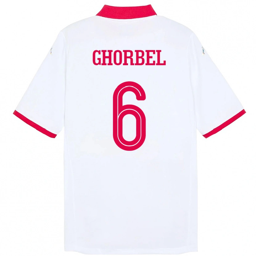 Danxen Barn Tunisien Mahmoud Ghorbel #6 Vit Bortatröja Matchtröjor 24-26 Tröjor T-Tröja