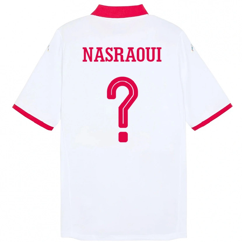 Danxen Barn Tunisien Mohamed Nasraoui #0 Vit Bortatröja Matchtröjor 24-26 Tröjor T-Tröja