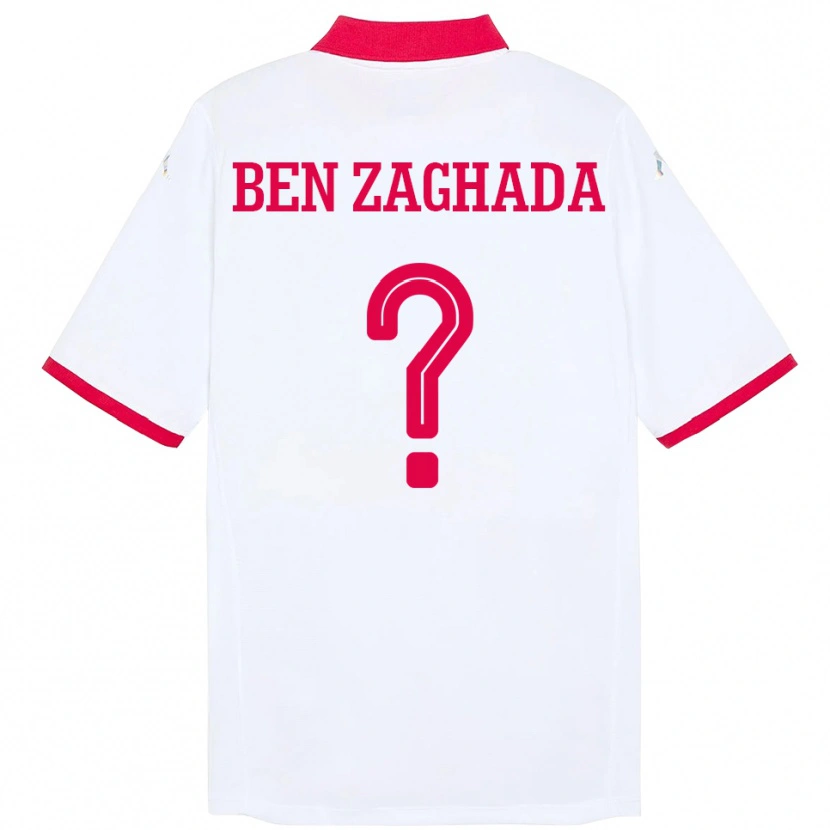 Danxen Barn Tunisien Mohamed Amine Ben Zaghada #0 Vit Bortatröja Matchtröjor 24-26 Tröjor T-Tröja
