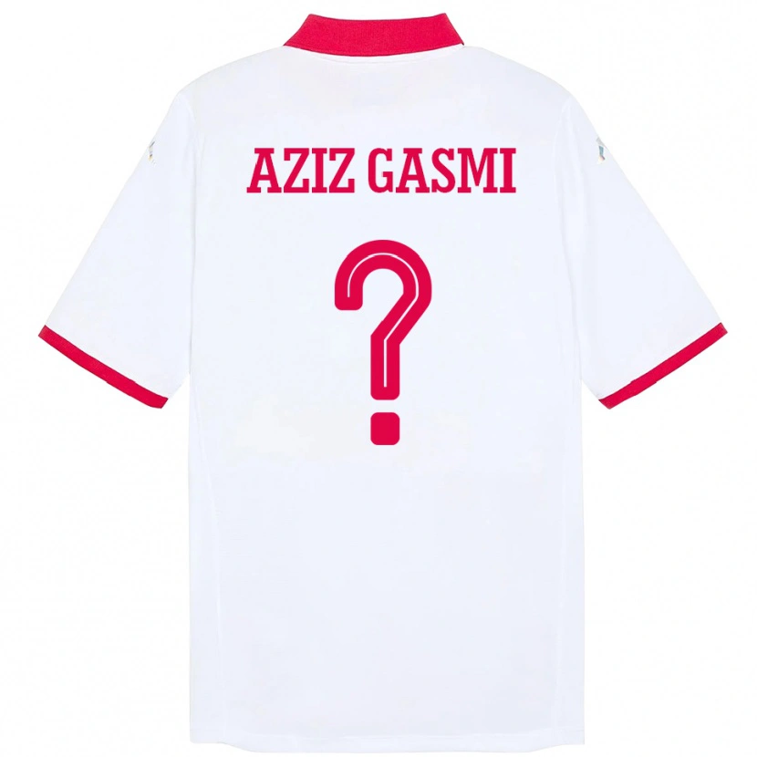 Danxen Barn Tunisien Mohamd Aziz Gasmi #0 Vit Bortatröja Matchtröjor 24-26 Tröjor T-Tröja