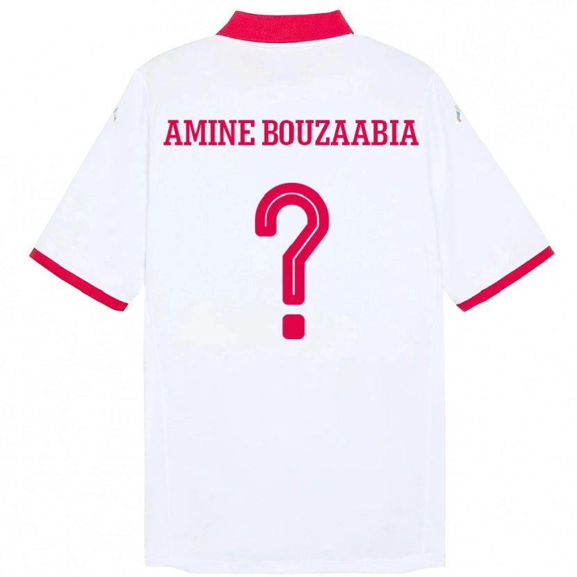 Danxen Barn Tunisien Mohamed Amine Bouzaabia #0 Vit Bortatröja Matchtröjor 24-26 Tröjor T-Tröja