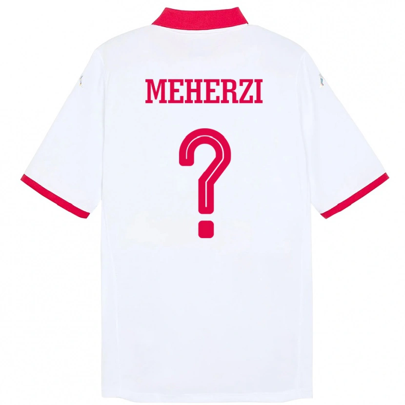 Danxen Barn Tunisien Amenallah Meherzi #0 Vit Bortatröja Matchtröjor 24-26 Tröjor T-Tröja