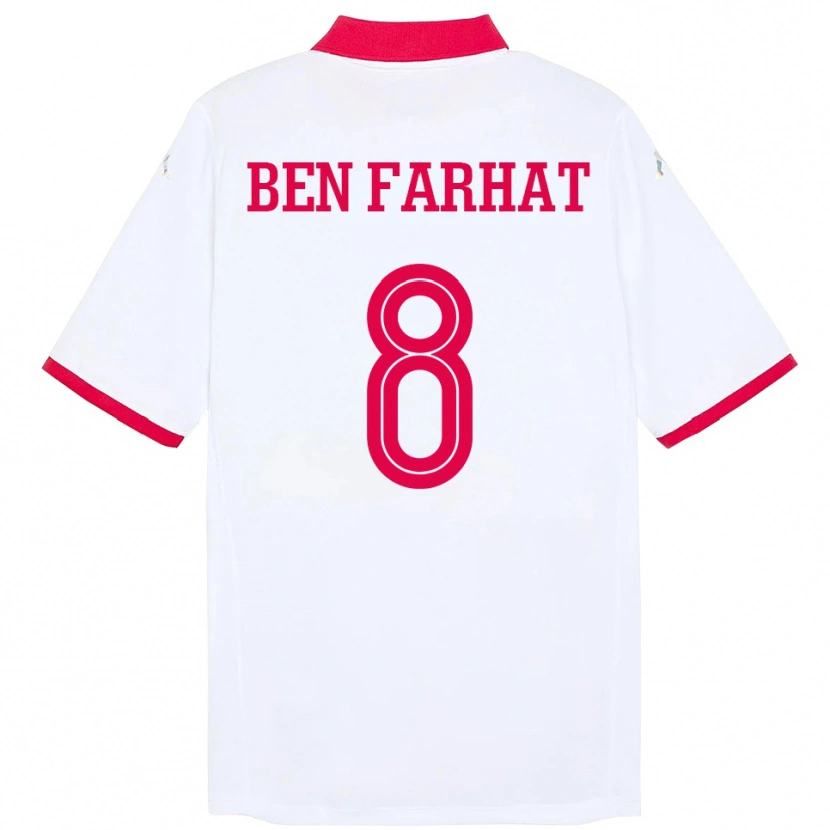 Danxen Barn Tunisien Louey Ben Farhat #8 Vit Bortatröja Matchtröjor 24-26 Tröjor T-Tröja