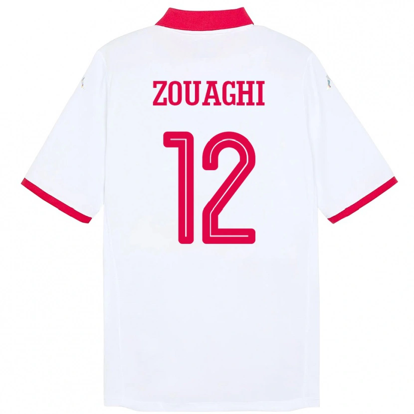 Danxen Barn Tunisien Thomas Zouaghi #12 Vit Bortatröja Matchtröjor 24-26 Tröjor T-Tröja