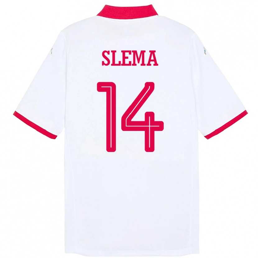 Danxen Barn Tunisien Mazen Slema #14 Vit Bortatröja Matchtröjor 24-26 Tröjor T-Tröja