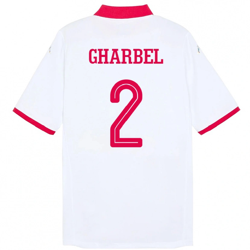 Danxen Barn Tunisien Mahmoud Gharbel #2 Vit Bortatröja Matchtröjor 24-26 Tröjor T-Tröja