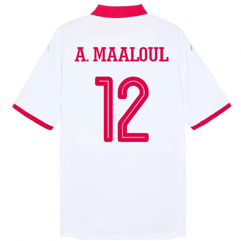 Danxen Barn Tunisien Ali Maaloul #12 Vit Bortatröja Matchtröjor 24-26 Tröjor T-Tröja
