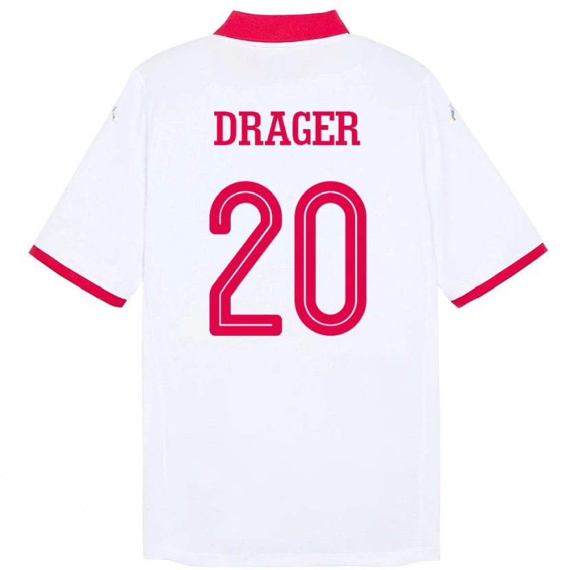 Danxen Barn Tunisien Mohamed Drager #20 Vit Bortatröja Matchtröjor 24-26 Tröjor T-Tröja