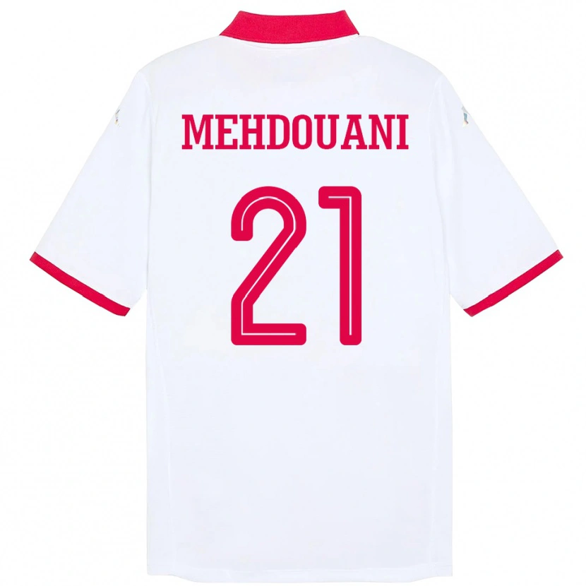 Danxen Barn Tunisien Firas Mehdouani #21 Vit Bortatröja Matchtröjor 24-26 Tröjor T-Tröja