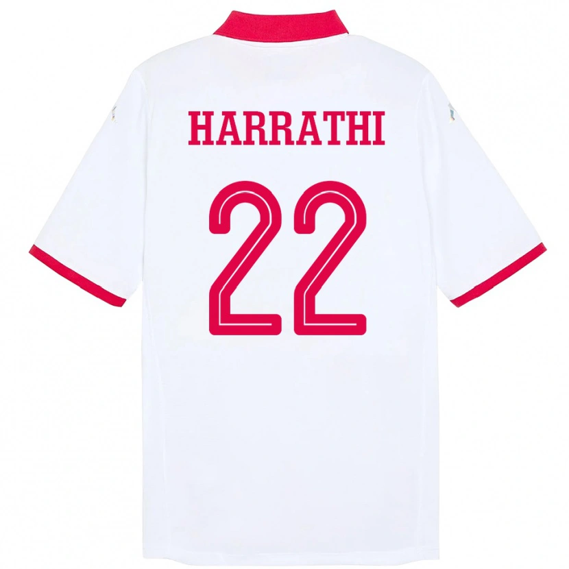 Danxen Barn Tunisien Najla Harrathi #22 Vit Bortatröja Matchtröjor 24-26 Tröjor T-Tröja