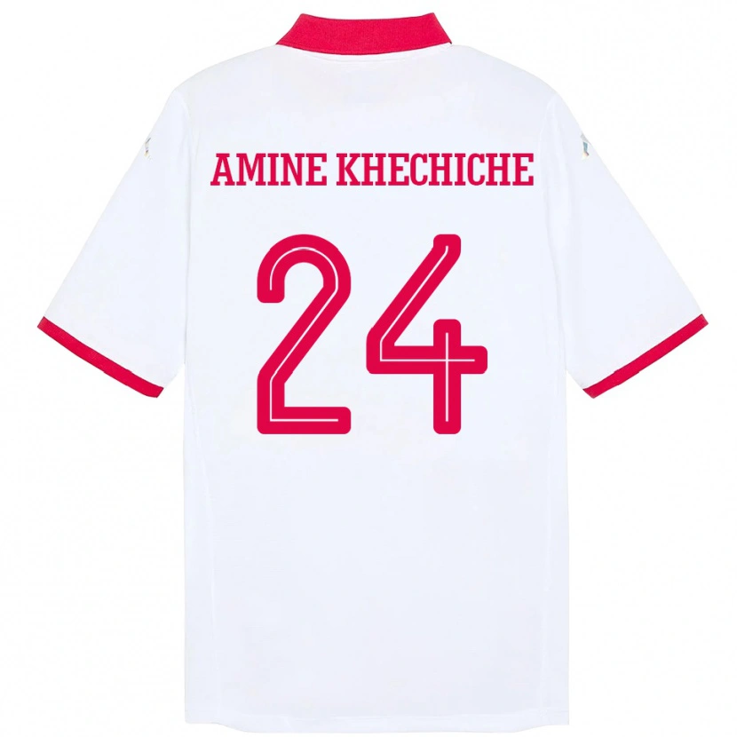 Danxen Barn Tunisien Mohamed Amine Khechiche #24 Vit Bortatröja Matchtröjor 24-26 Tröjor T-Tröja