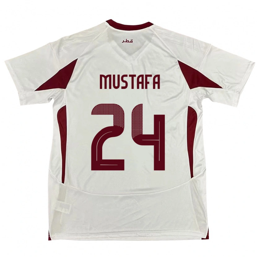Danxen Barn Qatar Mustafa Mashaal #24 Vit Bortatröja Matchtröjor 24-26 Tröjor T-Tröja