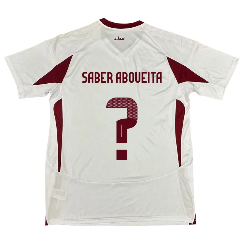 Danxen Barn Qatar Ahmed Saber Aboueita #0 Vit Bortatröja Matchtröjor 24-26 Tröjor T-Tröja