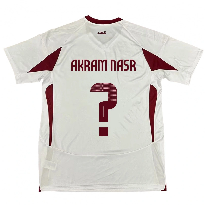 Danxen Barn Qatar Mohammed Akram Nasr #0 Vit Bortatröja Matchtröjor 24-26 Tröjor T-Tröja