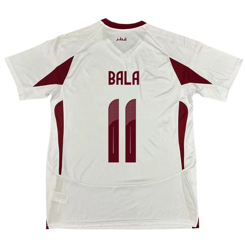 Danxen Barn Qatar Younis Bala #11 Vit Bortatröja Matchtröjor 24-26 Tröjor T-Tröja