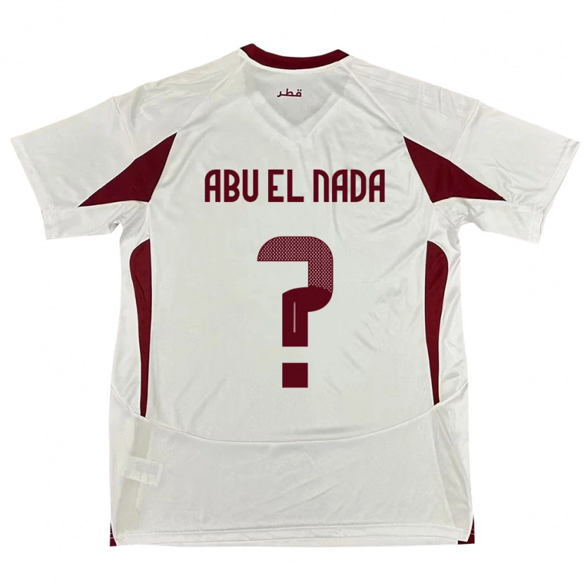 Danxen Barn Qatar Mahmoud Abu El Nada #0 Vit Bortatröja Matchtröjor 24-26 Tröjor T-Tröja