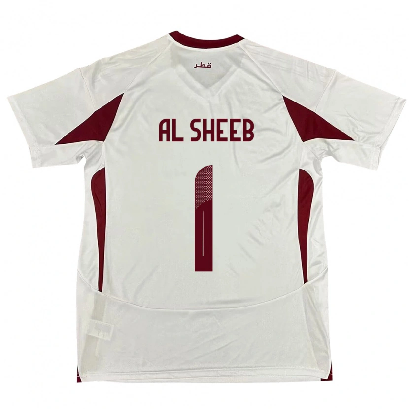 Danxen Barn Qatar Saad Al Sheeb #1 Vit Bortatröja Matchtröjor 24-26 Tröjor T-Tröja