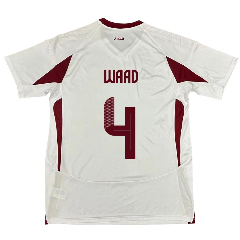Danxen Barn Qatar Mohammed Waad #4 Vit Bortatröja Matchtröjor 24-26 Tröjor T-Tröja