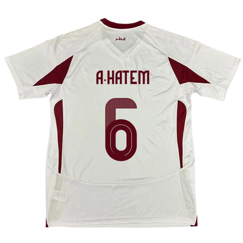 Danxen Barn Qatar Abdulaziz Hatem #6 Vit Bortatröja Matchtröjor 24-26 Tröjor T-Tröja