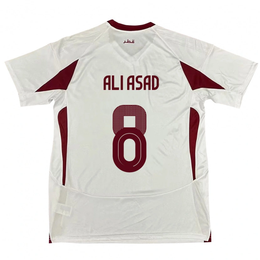 Danxen Barn Qatar Ali Asad #8 Vit Bortatröja Matchtröjor 24-26 Tröjor T-Tröja