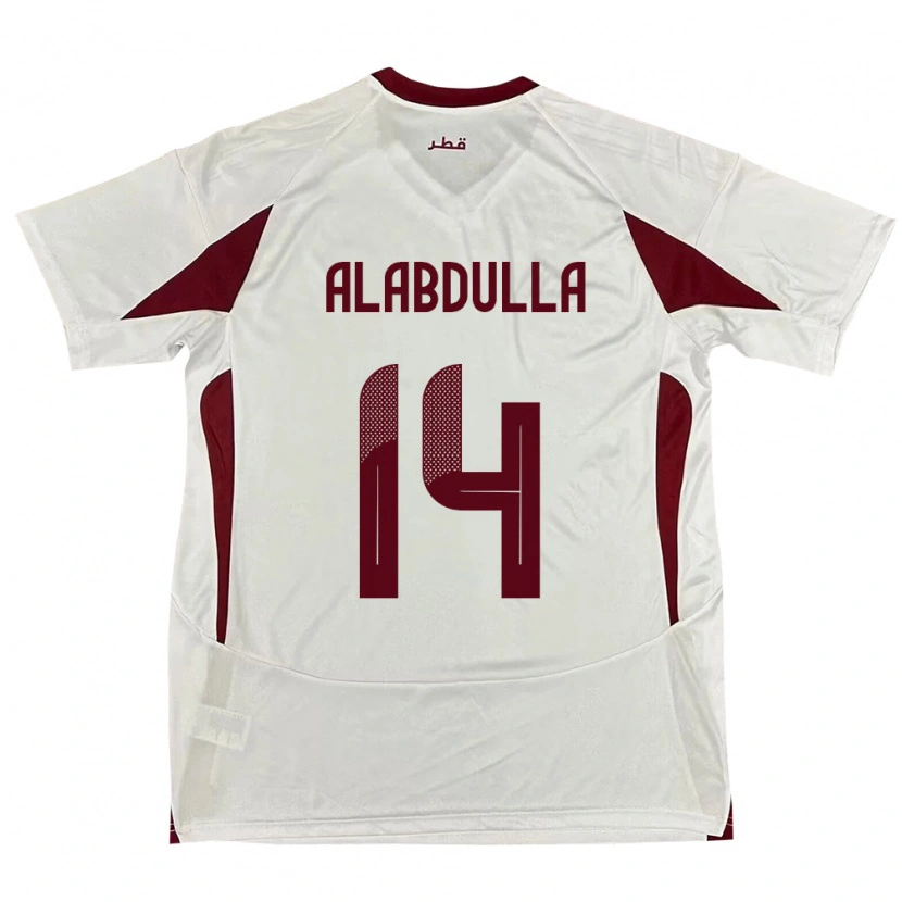 Danxen Barn Qatar Moudhi Alabdulla #14 Vit Bortatröja Matchtröjor 24-26 Tröjor T-Tröja