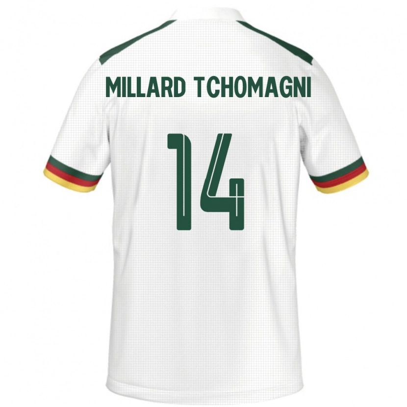Danxen Barn Kamerun Samuel Millard Tchomagni #14 Vit Bortatröja Matchtröjor 24-26 Tröjor T-Tröja
