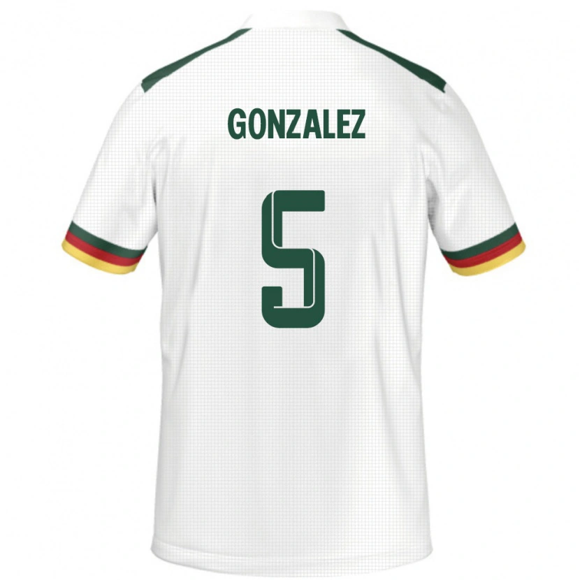 Danxen Barn Kamerun Oumar Gonzalez #5 Vit Bortatröja Matchtröjor 24-26 Tröjor T-Tröja
