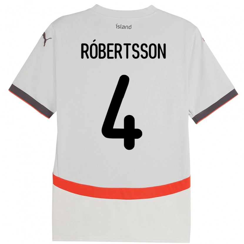 Danxen Barn Island Logi Hrafn Róbertsson #4 Vit Bortatröja Matchtröjor 24-26 Tröjor T-Tröja