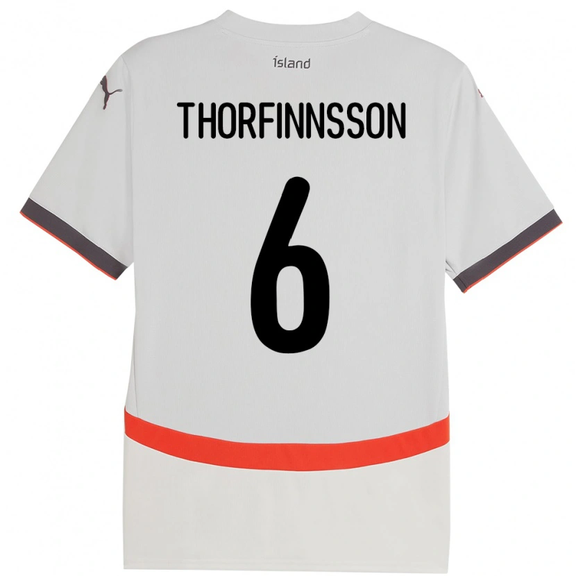 Danxen Barn Island Mikael Máni Thorfinnsson #6 Vit Bortatröja Matchtröjor 24-26 Tröjor T-Tröja