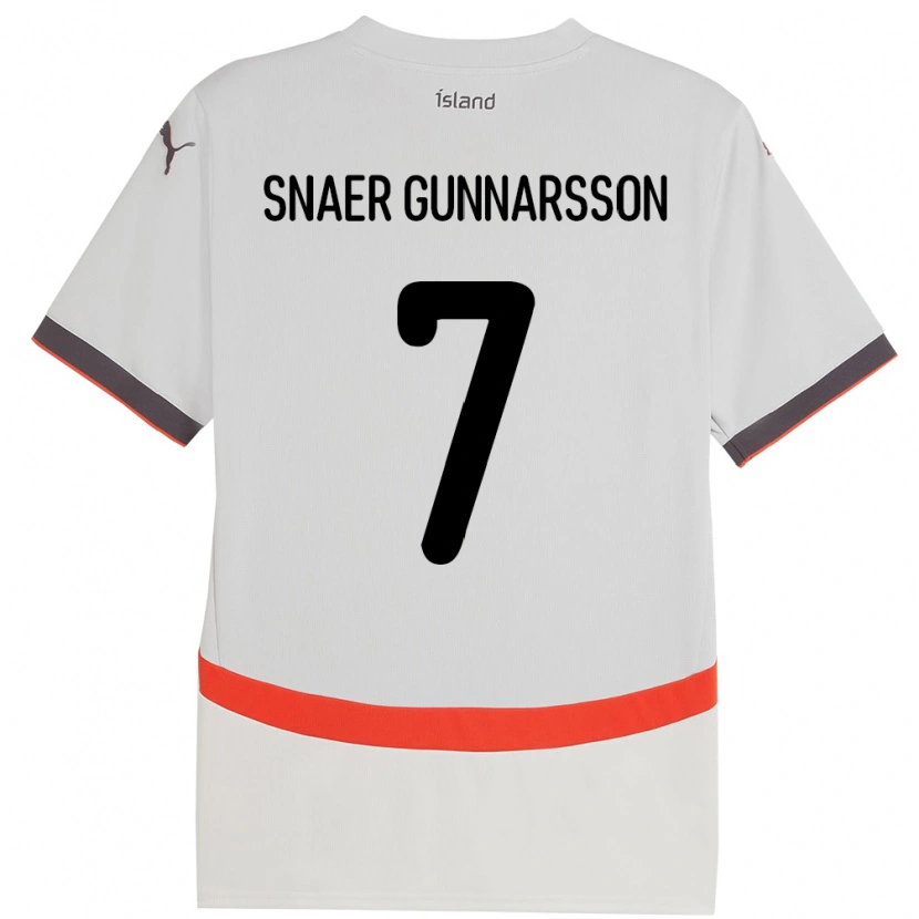 Danxen Barn Island Gabríel Snaer Gunnarsson #7 Vit Bortatröja Matchtröjor 24-26 Tröjor T-Tröja