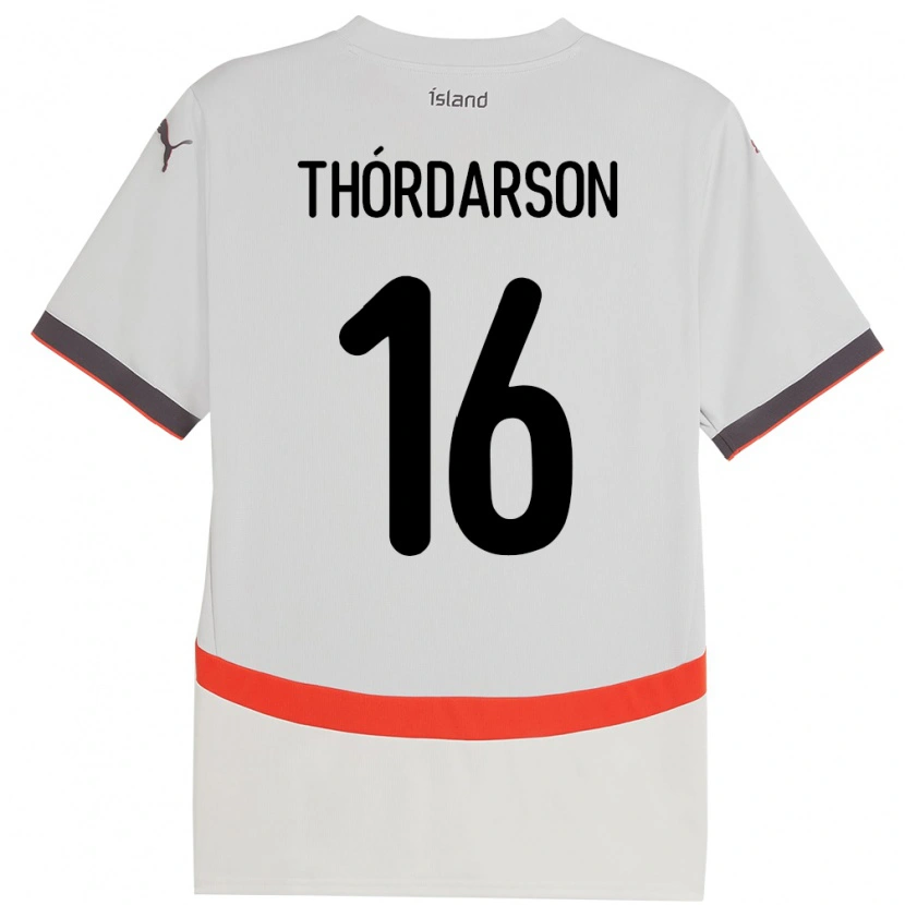 Danxen Barn Island Gísli Thórdarson #16 Vit Bortatröja Matchtröjor 24-26 Tröjor T-Tröja