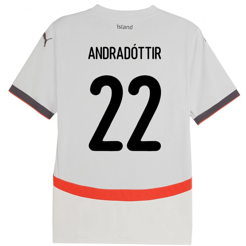 Danxen Barn Island Amanda Andradóttir #22 Vit Bortatröja Matchtröjor 24-26 Tröjor T-Tröja