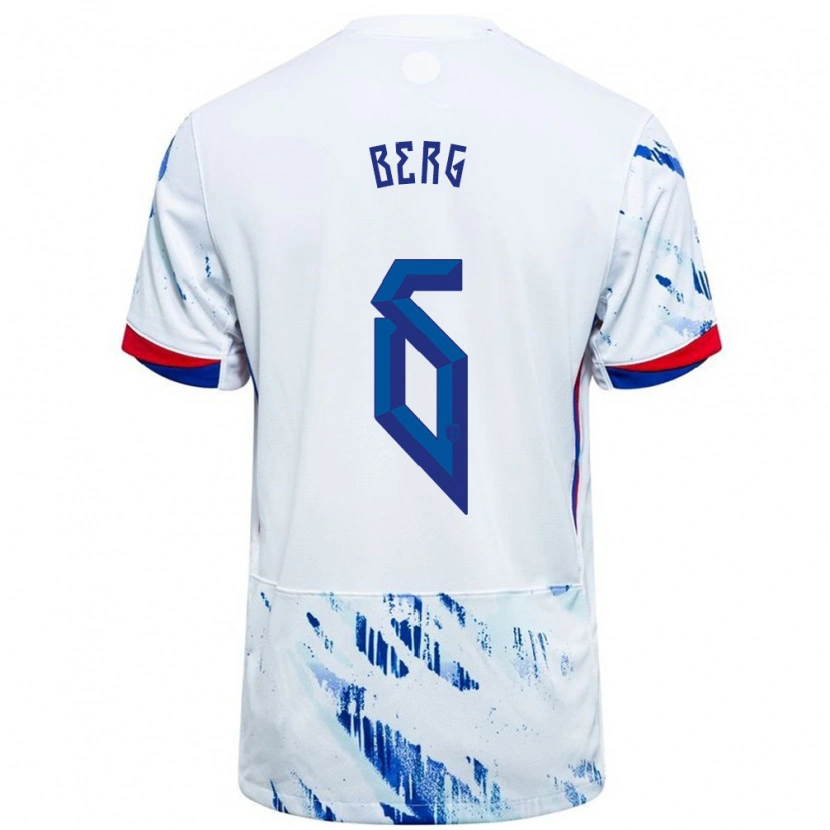 Danxen Barn Norge Patrick Berg #6 Vit Blå Bortatröja Matchtröjor 24-26 Tröjor T-Tröja