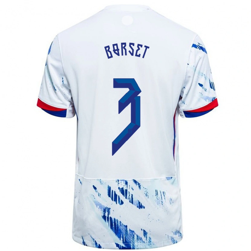 Danxen Barn Norge Anders Børset #3 Vit Blå Bortatröja Matchtröjor 24-26 Tröjor T-Tröja